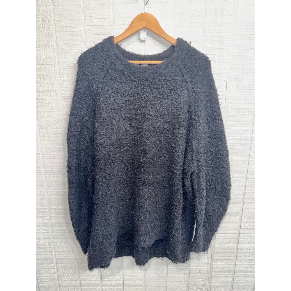Free People Sweater Womens Charcoal Grey Boucle Wool Blend Oversized Medium